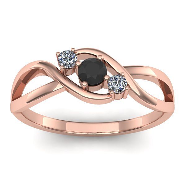 Inel cu diamant negru rotund