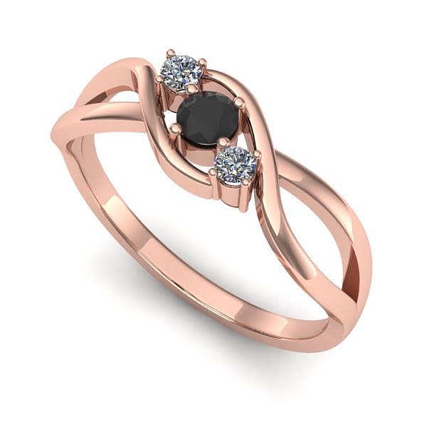 Inel de logodna din aur roz cu diamant negru