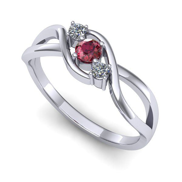 Inel din aur alb cu rubin