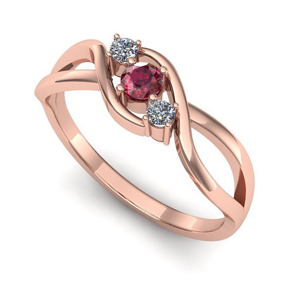 Inel din aur roz cu rubin