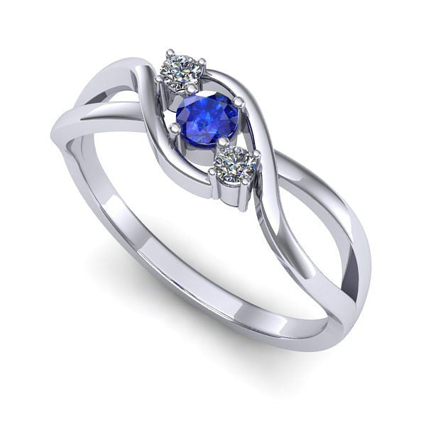 Inel de logodna din aur alb cu safir