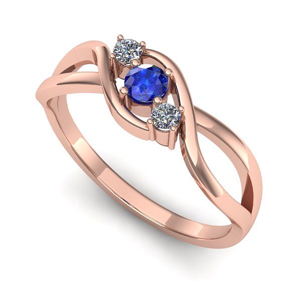 Inel din aur roz cu safir