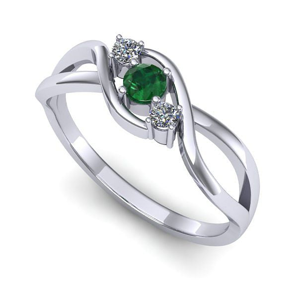 Inel de logodna din aur alb cu smarald