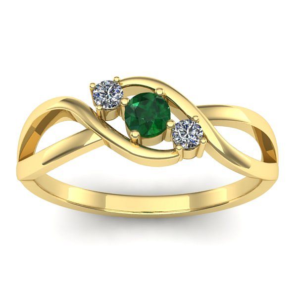 Inel de logodna cu smarald rotund