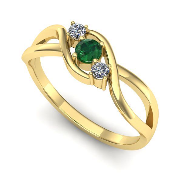 Inel logodna din aur galben cu smarald
