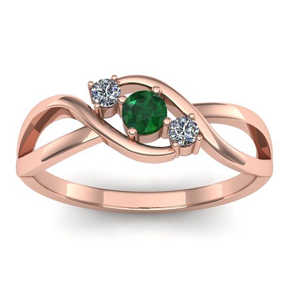 Inel logodna cu smarald rotund