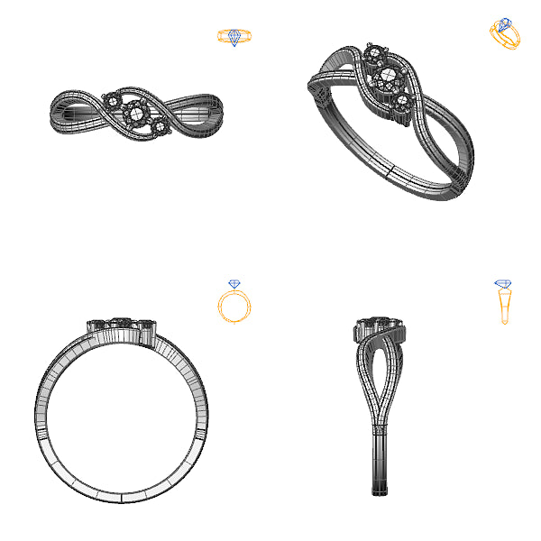 Inel de logodna 3stone cu ametist