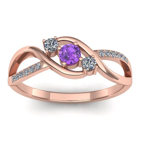 Inel de logodna cu ametist rotund