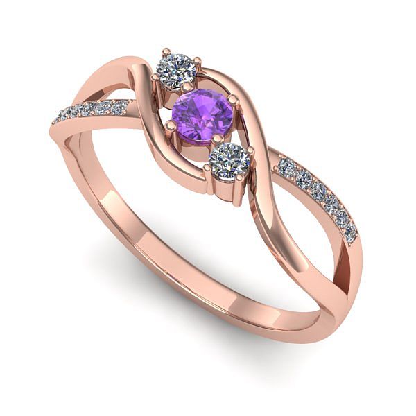 Inel din aur roz cu ametist