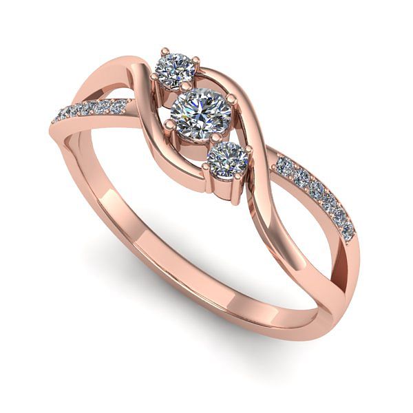 Inel logodna din aur roz cu diamant