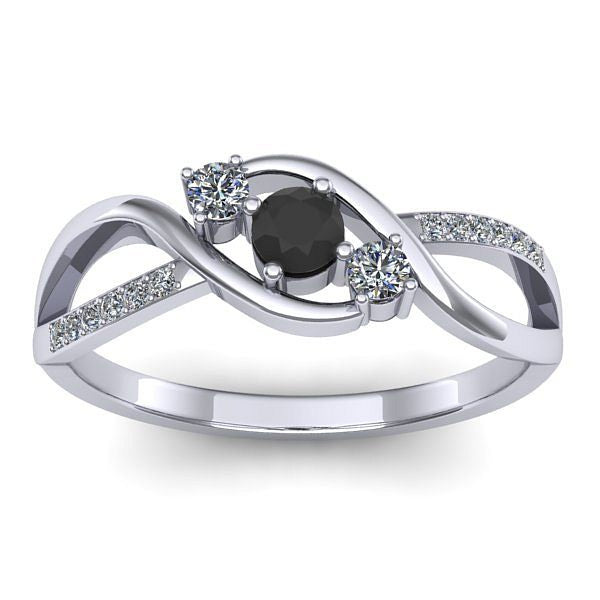 Inel de logodna cu diamant negru rotund