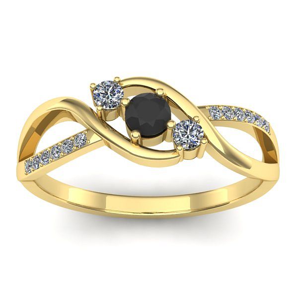 Inel cu diamant negru rotund