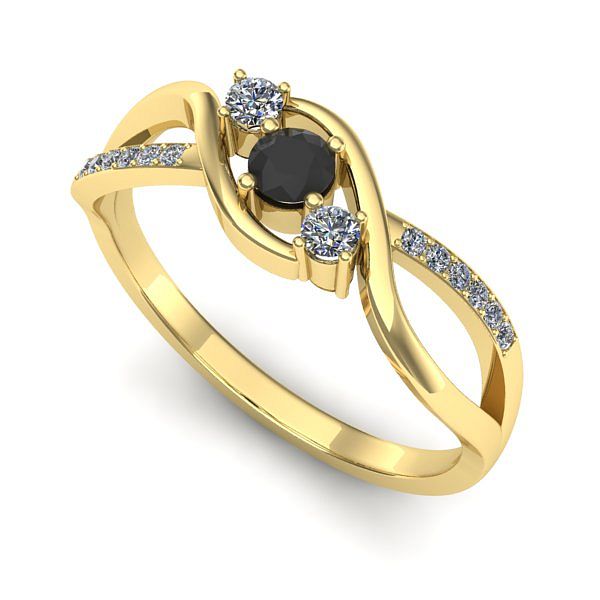 Inel de logodna din aur galben cu diamant negru