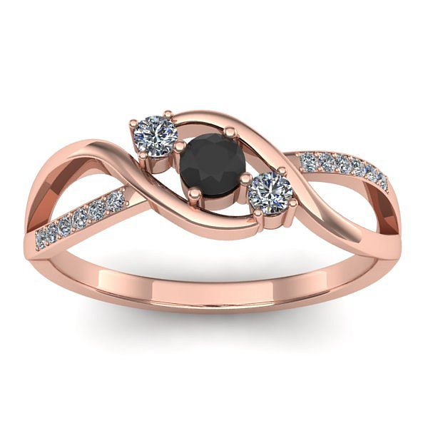 Inel logodna cu diamant negru rotund