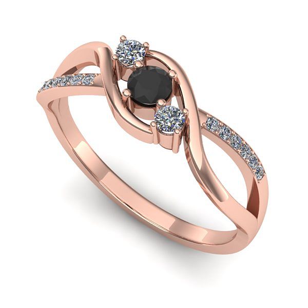 Inel de logodna din aur roz cu diamant negru