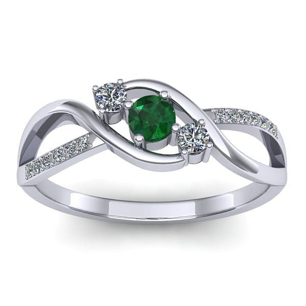 Inel logodna cu smarald rotund