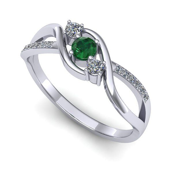 Inel logodna din aur alb cu smarald