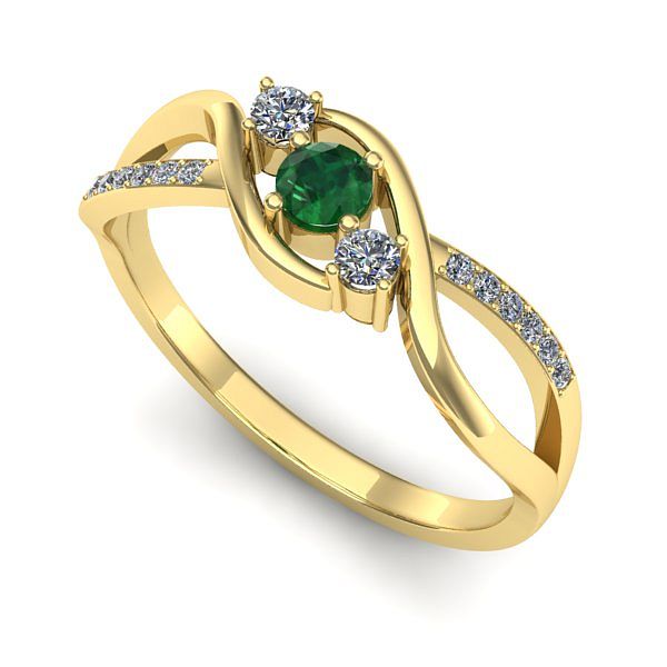 Inel din aur galben cu smarald