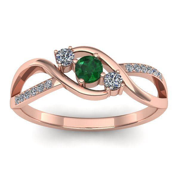 Inel de logodna cu smarald rotund