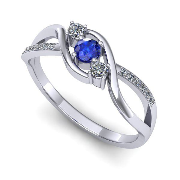 Inel din aur alb cu safir