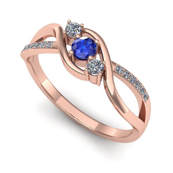 Inel din aur roz cu safir