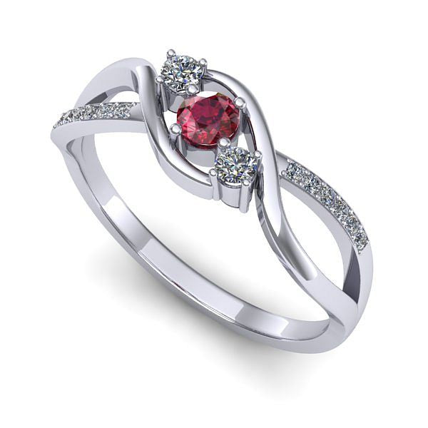 Inel logodna din aur alb cu rubin