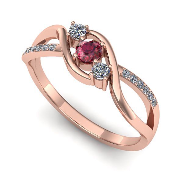 Inel logodna din aur roz cu rubin