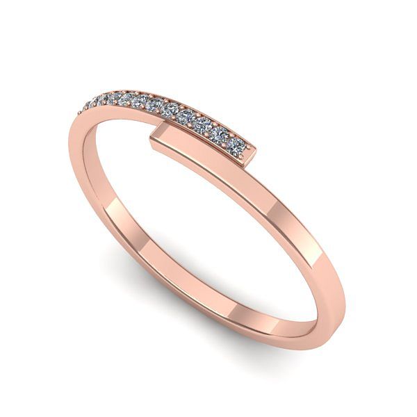 Inel de logodna din aur roz cu diamante