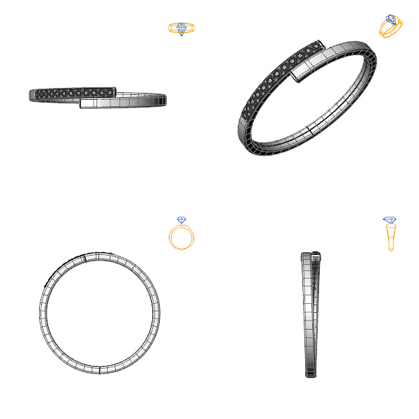 Inel eternity cu diamante negre