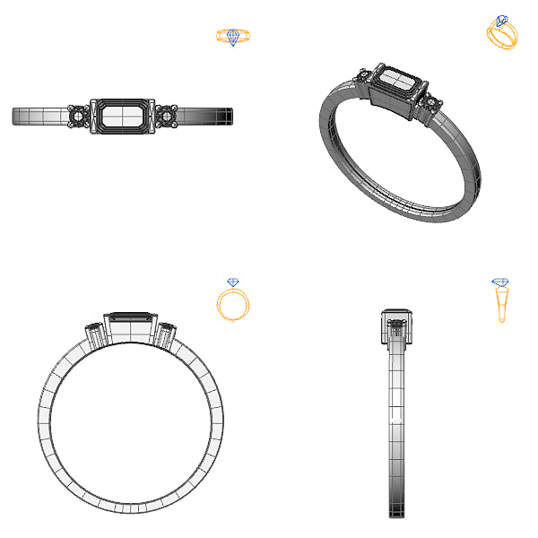 Inel 3stone cu smarald