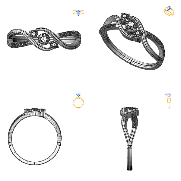 Inel logodna sidestone cu diamant negru