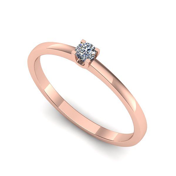 Inel de logodna din aur roz cu diamant