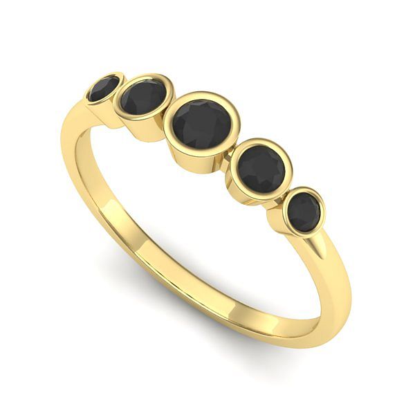 Inel logodna din aur galben cu diamante negre