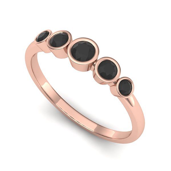 Inel logodna din aur roz cu diamante negre