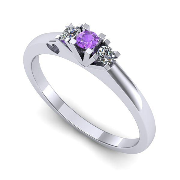 Inel de logodna din aur alb cu ametist