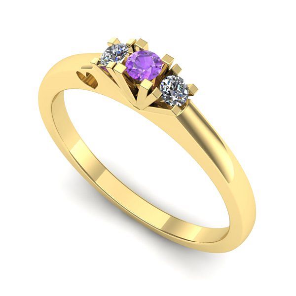 Inel logodna din aur galben cu ametist