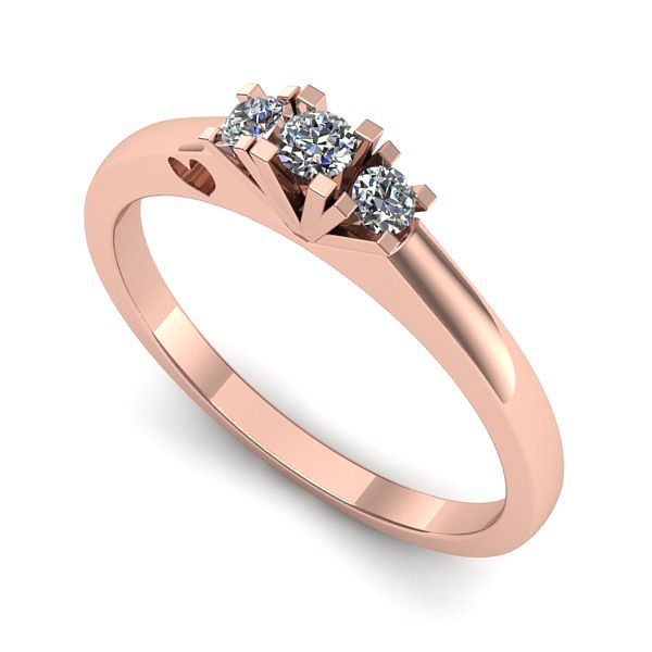 Inel logodna din aur roz cu diamant