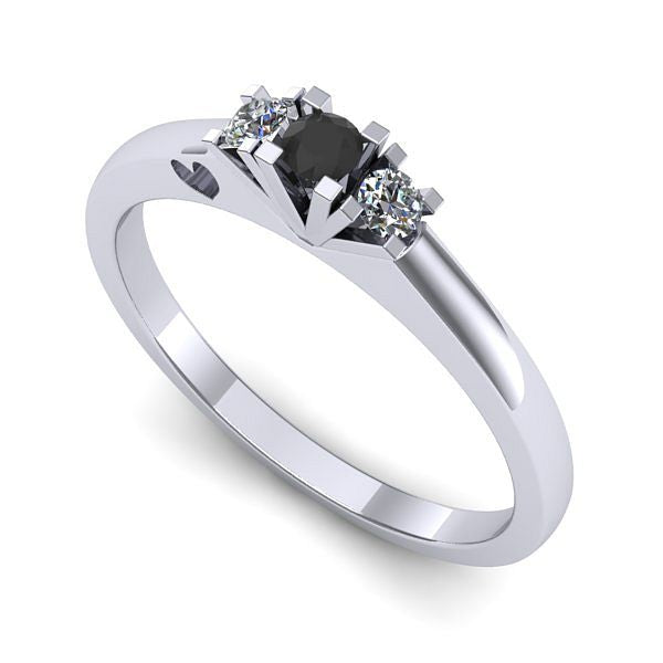 Inel de logodna din aur alb cu diamant negru