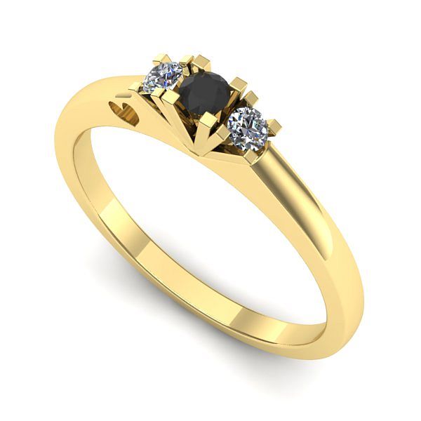 Inel de logodna din aur galben cu diamant negru