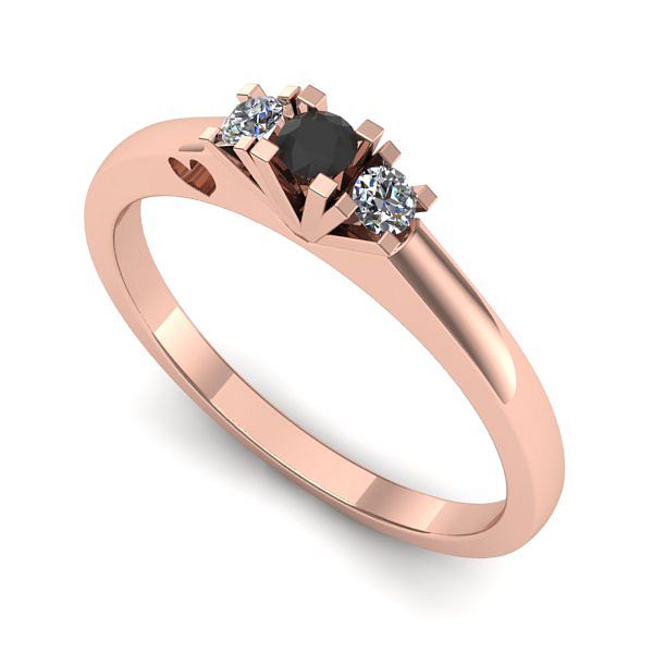 Inel logodna din aur roz cu diamant negru