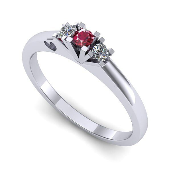 Inel de logodna din aur alb cu rubin