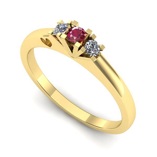 Inel logodna din aur galben cu rubin