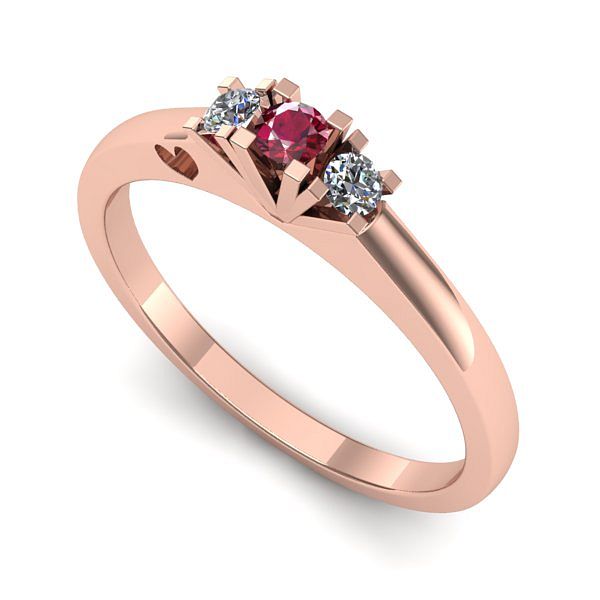 Inel logodna din aur roz cu rubin