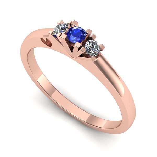 Inel logodna din aur roz cu safir