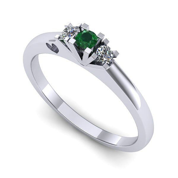 Inel de logodna din aur alb cu smarald