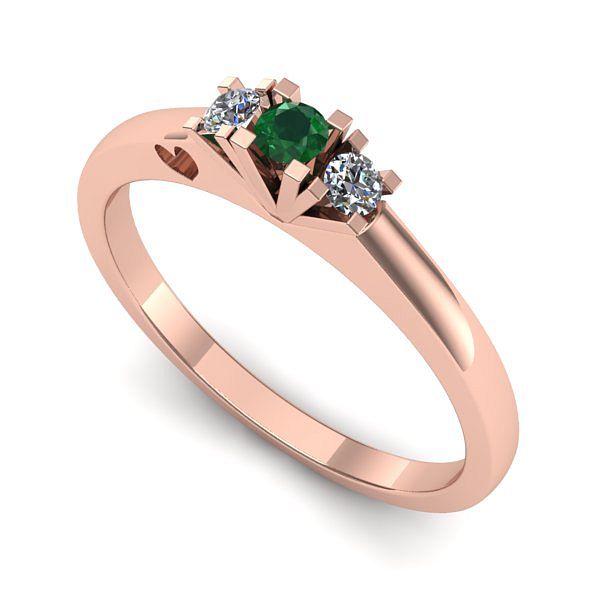 Inel din aur roz cu smarald