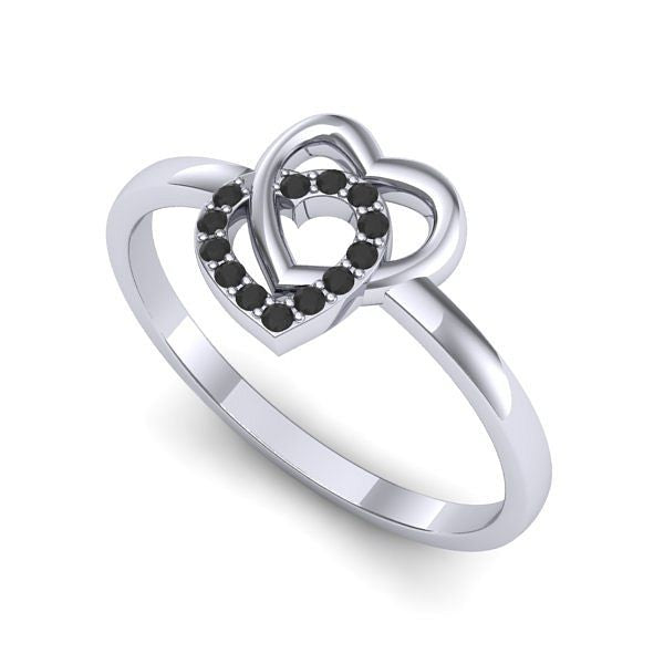 Inel din aur alb cu diamant negru