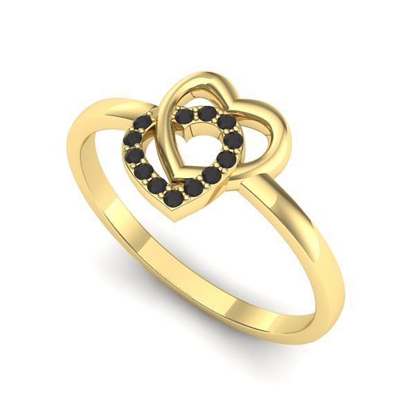 Inel de logodna din aur galben cu diamant negru