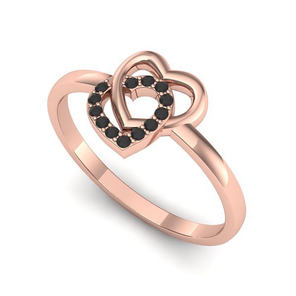 Inel de logodna din aur roz cu diamant negru