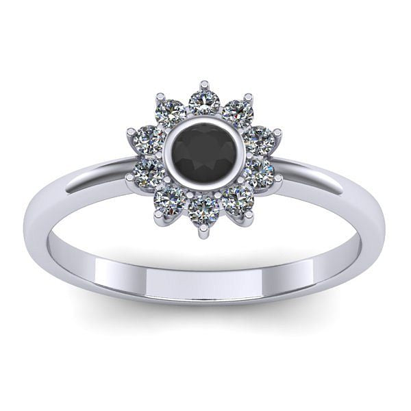 Inel de logodna cu diamant negru rotund